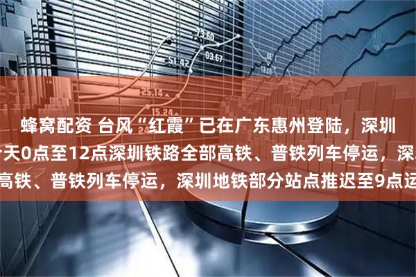 蜂窝配资 台风“红霞”已在广东惠州登陆，深圳发布台风红色预警，今天0点至12点深圳铁路全部高铁、普铁列车停运，深圳地铁部分站点推迟至9点运营